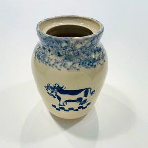Genuinely Handcrafted Potter Ellis Prod Pottery Marshall TX Blue Cow Ceramic Pot